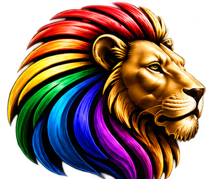 Rainbow lion logo
